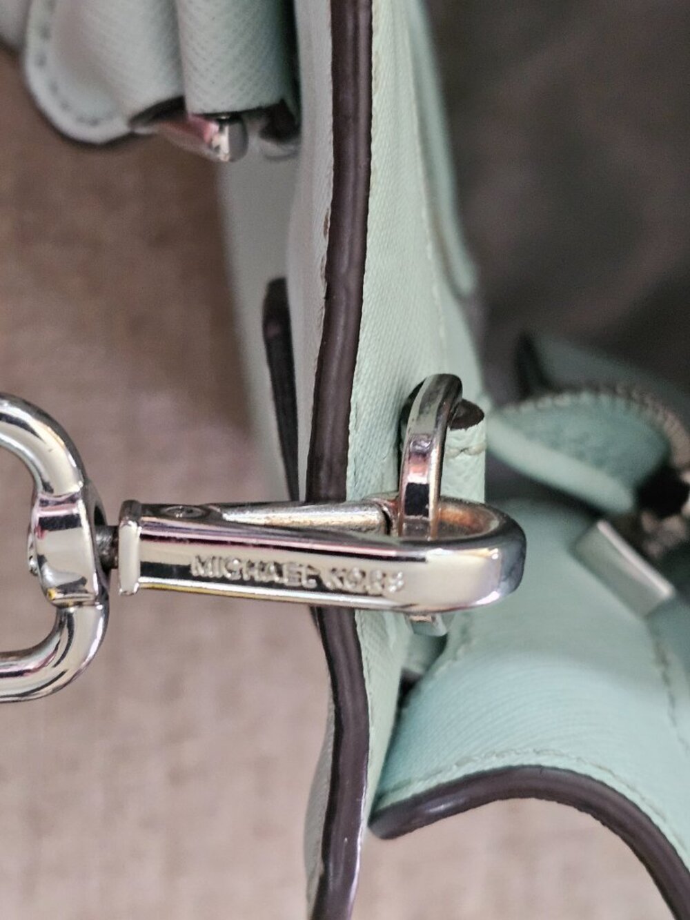 Michael Kors Mint Green Saffiano Leather Satchel Crossbody Bag - Picture 6 of 16